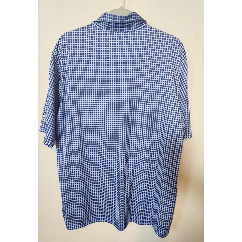 Donald Ross Golf Men's Blue Checked Short Sleeve Polo Shirt Large Embroidered - Picture 8 of 8